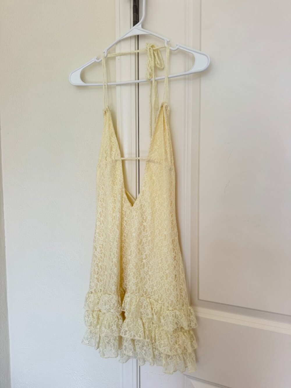 Butter Yellow Lace Mini Dress
